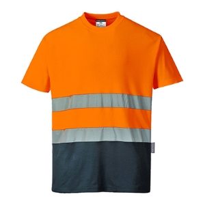 S173 Two Tone Cotton T-Shirt Orange/Navy 4XLarge