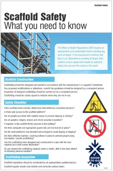 Scaffold safety poster supplier in Kent - LTR Supplies - LTR Supplies ...
